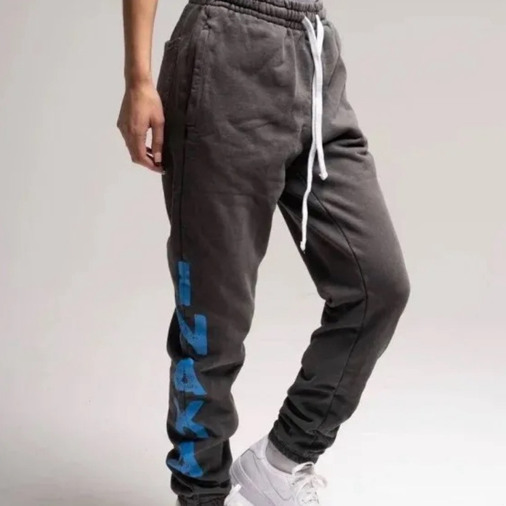 Inaka Power Unisex Vintage Dark Grey Blue Side Print Sweatpants